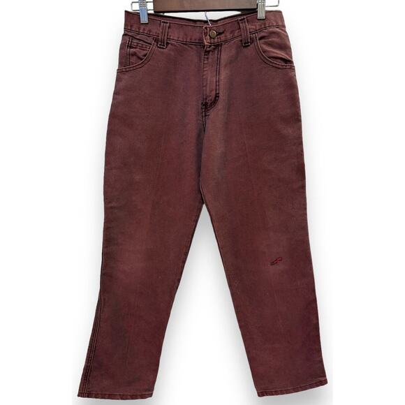 Girls Jeans Size 14 Wide Leg Carpenter Baggy Distressed Grunge 90s Y2K Red Jeans - Picture 1 of 6